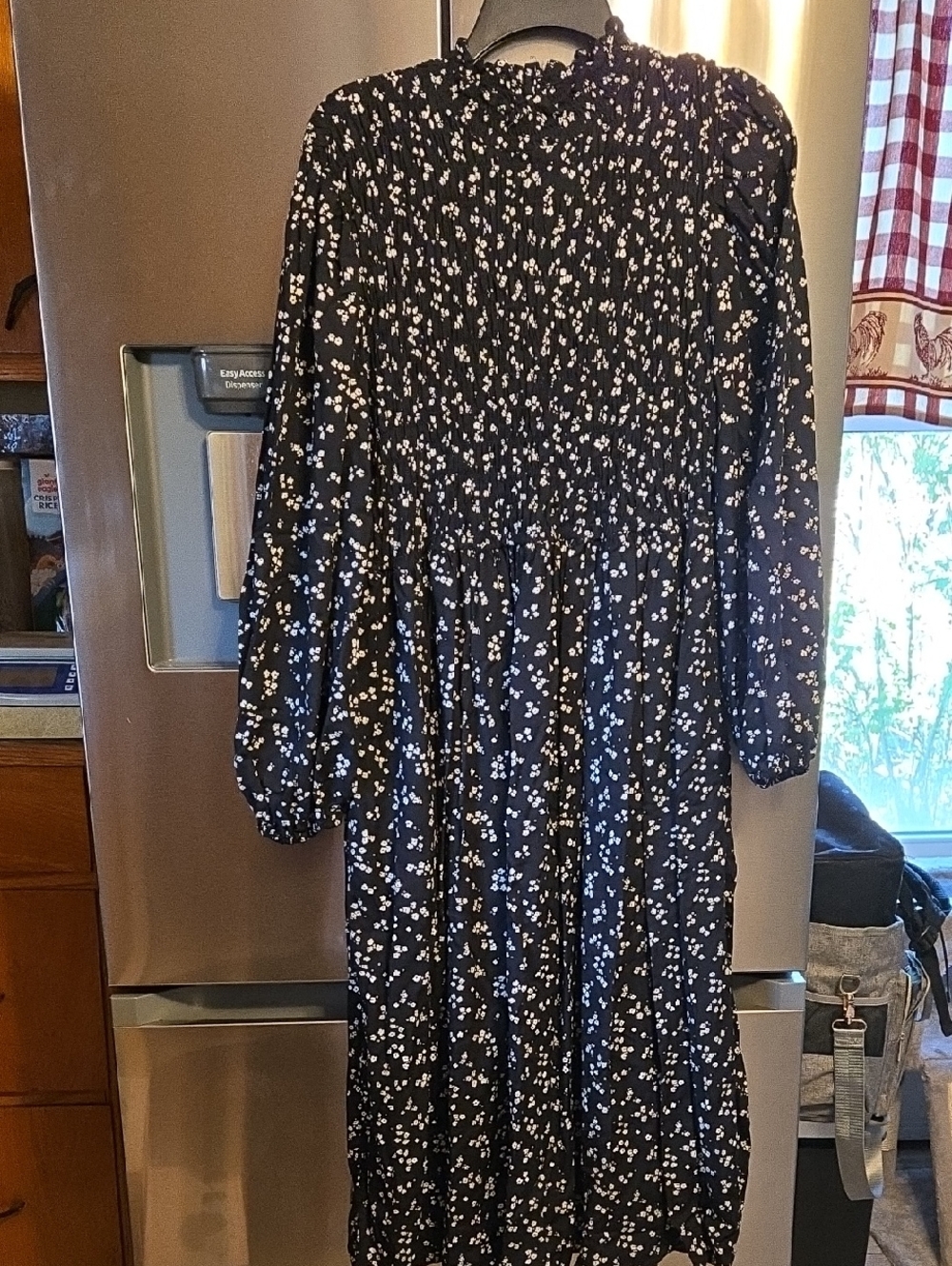 a new day Black Long-Sleeve Floral Smocked Maxi Dress